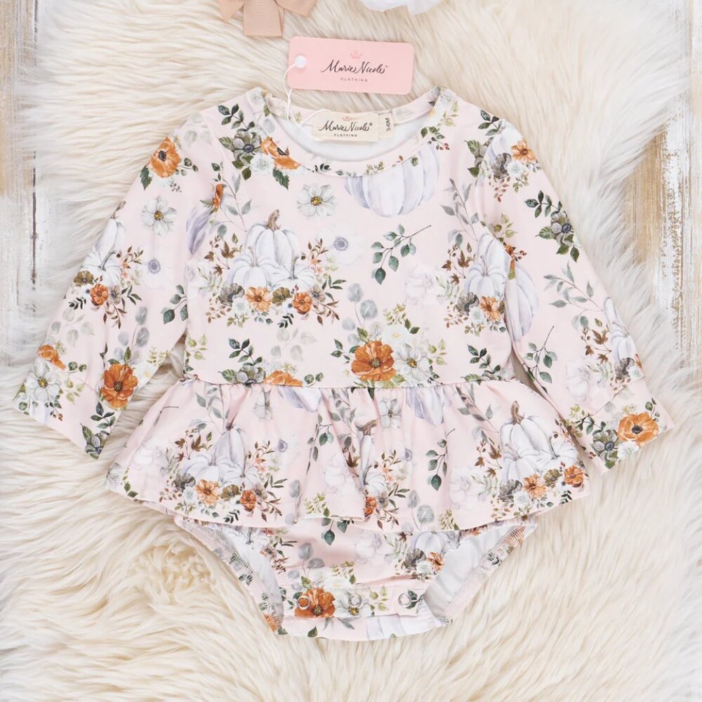 Marie Nicole Butterscotch Wildflowers & Pumpkins Bubble 18/24m